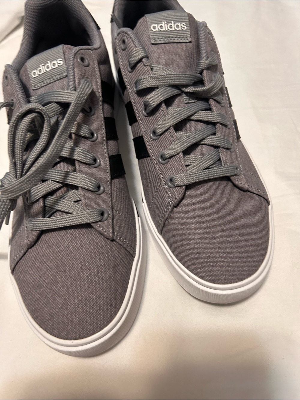 adidas Men's Gray Canvas Sneakers with Black Stripes